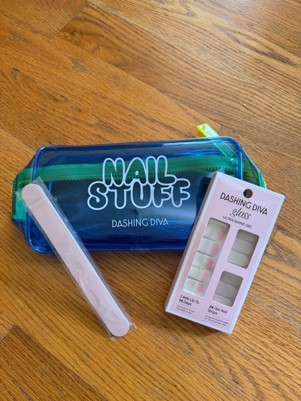 Dashing Diva Nail Kit - ‘Nail Stuff' Pouch with Pink Press-Ons and File